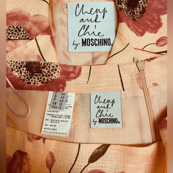 NWT MOSCHINO Cheap And Chic 2pc Jacket Skirt Suit Peach Pink Floral 44/10 - Picture 8 of 9